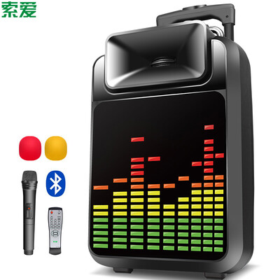 

Soaiy soaiy stereo speakers portable mobile rod outdoor audio high power Bluetooth battery card square dance audio 12 inch black SA-T22