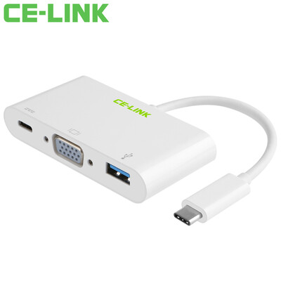 

CE-LINK 1669 Type-C to VGA Adapter USB31 USB-C to VGA Converter Connector MacBook Connect HDTV Projector Black