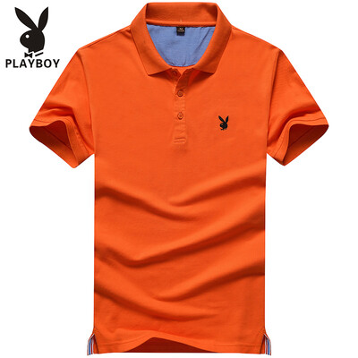 

PLAYBOY Мужская модная футболка Поло с коротким рукавом и отложным воротником, чистый цвет