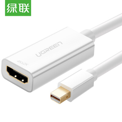 

Зеленый Альянс (UGREEN) Mini DP to HDMI 4K Converter Mini Displayport Cable Apple MacBook Lightning Interface Подключение к ноутбуку Телевизионный адаптер Белый 40361