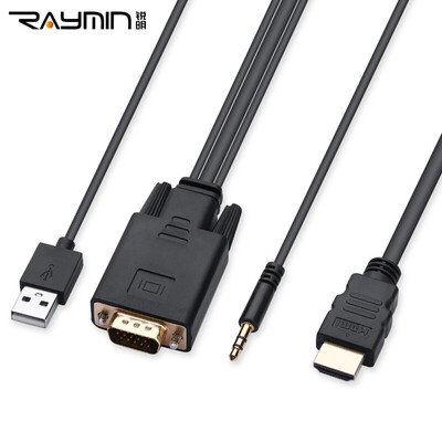 

Rui Ming RA251BK-0800 VGA to HDMI кабель HD видео конвертер адаптер VGA обороты hdmi мужской ноутбук подключен дисплей проектор линия 8 метров