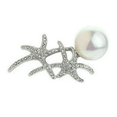 

Yoursfs@ Fashion Gold Plated Rhinestones Starfish Pearl Brooch For Wedding Austrian Crystals Christmas Brooches Jewelry