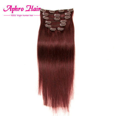 

Aphro Hair Factory Price Brazilian virgin hair 7Pcs Clip In Hair Extension straight 99J 7Pcs70g 24inches100g