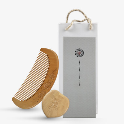 

[Jingdong Supermarket] Palace Court Peach Wood comb half moon ripple dense tooth birthday gift gift box packaging MX4-2