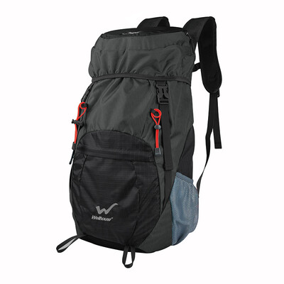 

WELLHOUSE outdoor folding backpack shoulder bag men&women mountaineering bag leisure walking 35L waterproof polyester fabric black