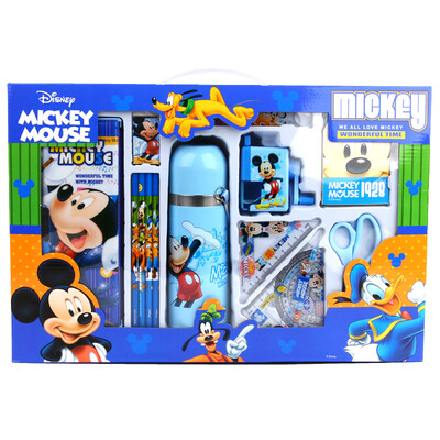 

Disney children's school supplies schoolchilds stationery suits pencil cases pencil sharpener hand eraser student feet suit gift box Mickey Blue Z6009