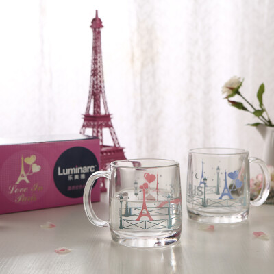 

【Jingdong Supermarket】 Le Meiya Luminarc tempered glass cup cup juice drink cup cup 380 ml 2 fitted with Nova temperature feel color on the cup