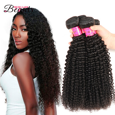 

musebeauty hair Products 7A Brazilian Virgin Hair Deep Wave 3 Bundles Afro Curly Human Hair Extensions Natural Black 300Glot