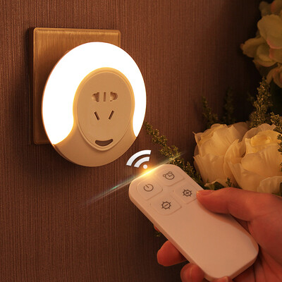 

Lightmates CH009 plug-in wireless remote control dimmable five-hole LED night light bedside aisle baby room lamp