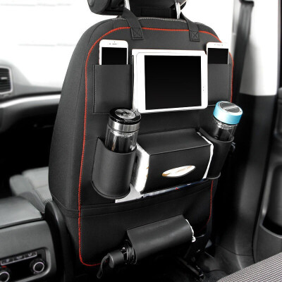 

Huazhe car seat back storage bag car supplies seat bag storage bag interior modification special accessories luxury models with double mobile phone bag can be placed ipad black red edge