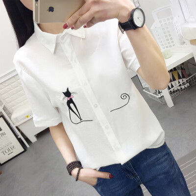 

VIVAHEART Korean casual loose shirt women short-sleeved shirt shirt VWCD174241 white all