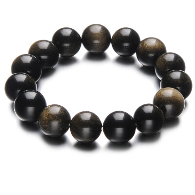 

Shi Yue jewelry obsidian bracelet male sushi obsidian hand string men's Ben life gold obsidian Buddha beads bracelet 12mm men's accessories