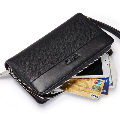 

Old man head (LAORENTOU) business men hand bag multi-card bit leather handbag casual men's handbag 812J001L2A black