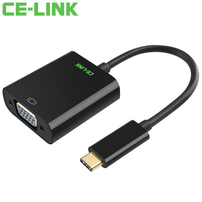 

CE-LINK 1669 Type-C to VGA Adapter USB31 USB-C to VGA Converter Connector MacBook Connect HDTV Projector Black