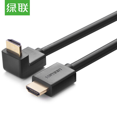 

Зеленый (UGREEN) Кабель HDMI 4K 3D цифровая версия с высокой разрешающей способностью 2.0 90 градусов локтевая сторона интерфейса большого подключения к компьютеру Телевизионная проекционная линия 2 метра черная 10173