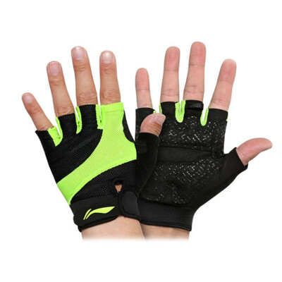 

LI-NING Sports Fitness Half Finger Gloves Thin Men&Women Summer Breathable Training Gloves Anti-skid Fluorescent Green L