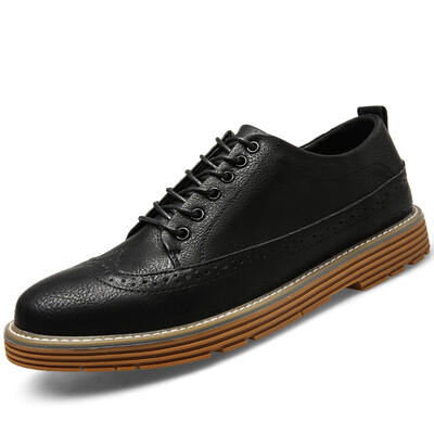 

Precentor fashion men&39s shoes breathable casual shoes men&39s England Bullock leather shoes with low help shoes 1305 black 43 yards