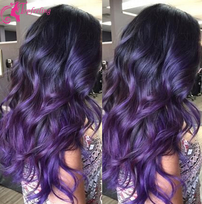 

Top Quality Lace Front Human Hair Wigs Brazilian Virgin Hair Purple Wig Wet And Body Wave Lace Front Wig With Baby Hair 1BPurple