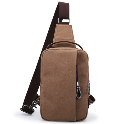 

Muzee Muzee chest bag male Korean version of the shoulder Messenger bag trend leisure sports canvas bag ME_076 light coffee color