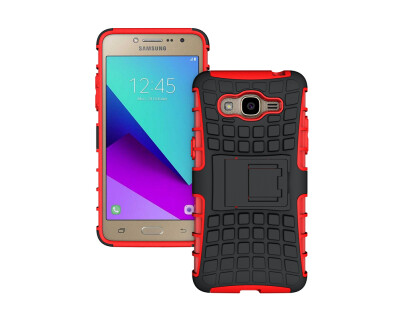 

J2 prime CaseGangxun Heavy Duty Armor Dual Layer Rugged Hybrid Hard Shockproof Case with Kickstand for J2 prime Cover (red