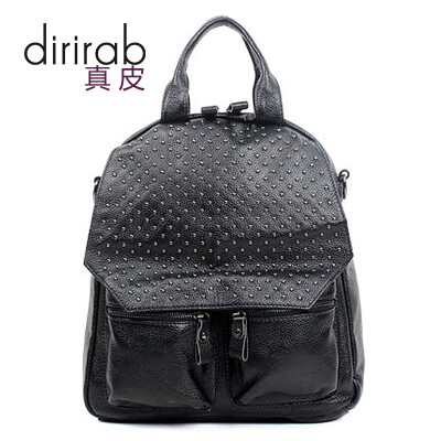 

Dirirab Genuine Leather backpack handbag 2017 new casual three shoulder bag shoulder bag diagonal package leather travel bag