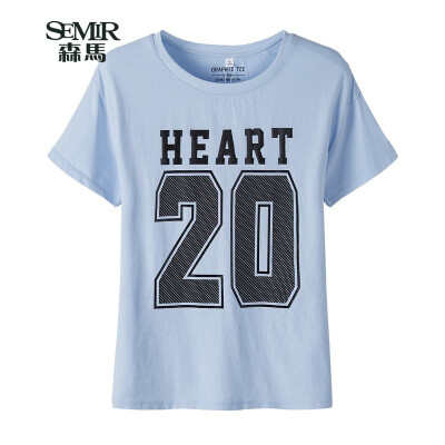 

Semir Semir Short Sleeve T-Shirt Summer Lady Casual Loose Letter Print T-Shirt Couple 12216000044 Light Blue M