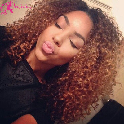 

7A Brazilian Virgin hair Ombre Kinky Curly Human Hair Wigs For Black Women Glueless Lace Front Wigs 1b30 Curly Wig