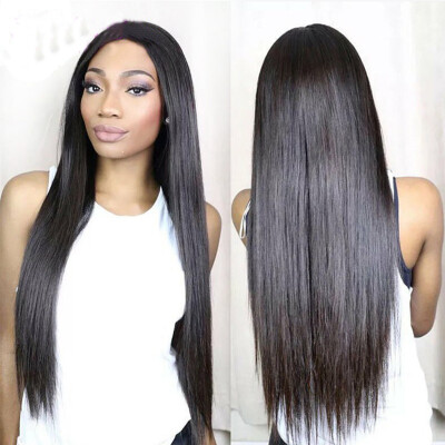 

Silky Straight Lace Front Human Hair Wigs For Black Women Peruvian Straight Hair Glueless Lace Front Wig With Baby Hair