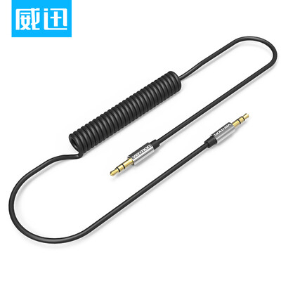 

VBA BEBBF AUX Car Handsfree Phone Spring Audio Cable 3.5mm Public Car Audio Stereo Audio Cable 1m (Black