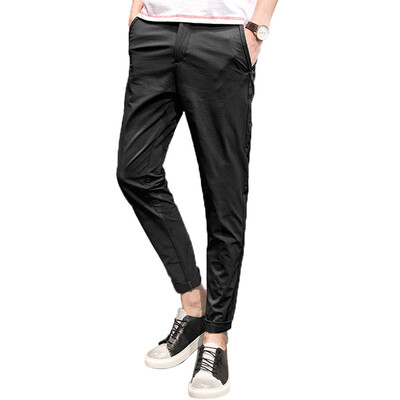 

GLO-STORY men's business breathable casual pants Korean Slim casual pants male LXK71084 blue 36