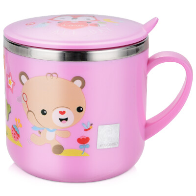 

Fisher-Price cups children's stainless steel cups male and female students single handle with cup lid drink cup 270ML pink