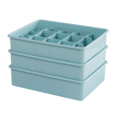

JEKO&JEKO plastic multifunctional underwear storage box 15 grid 3 Pack cosmetic box finishing storage box separate storage box blue SWB-5445