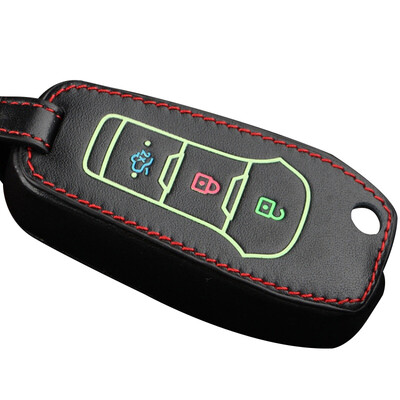 

Huafu Ford Key Bag Folding Three Buttons Black Ford Maverick Mondeo Winning Leather Key Holder