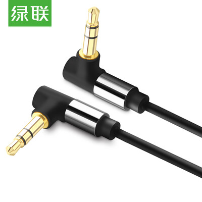 

Green UGREEN car AUX line audio cable 35mm public to public voice cable phone flat panel car audio ring on the curved line 1 meter black 30557