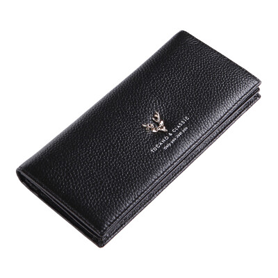 

Woodpecker TUCANO trend of women&39s long section of the first layer of leather wallet sweet lady wallet exposed two fold more card bit WAB0961A-89B0 black