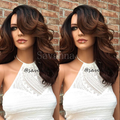 

2017 Fashion Ombre Lace Front Wig Wavy Glueless Full Lace Human Hair Wig #1b/#33 Two Tone Ombre Lace Front Wigs With Baby Hair