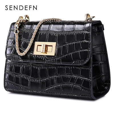 

Saint Tifan SENDEFN shoulder oblique chain handbags Japan&South Korea trend mini leather small square 7025 midnight black