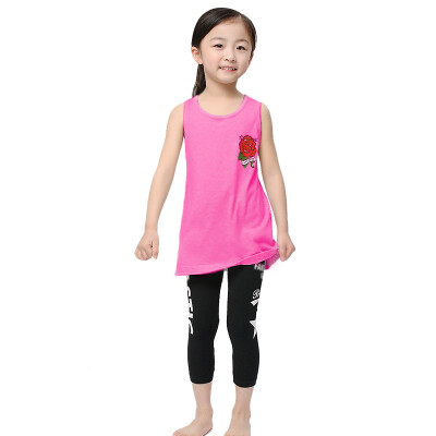 

Yu Zhaolin YUZHAOLIN T-shirt suit summer girl short-sleeved pants suit M416603 rose pink suit 130 yards