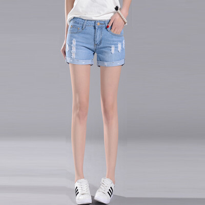 

City Plus CITYPLUS Arts Fan Straight Cuff Flute Cuff Denim Shorts CWDK174156 Light Blue 27