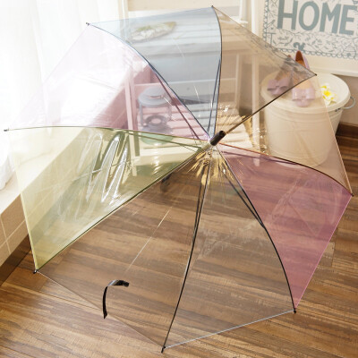 

IDREAMY long-handled transparent rainbow umbrella fashion students small fresh female semi-automatic color 78001