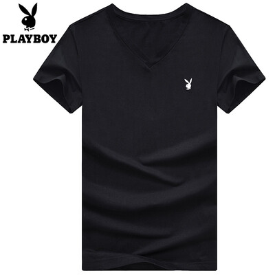 

PLAYBOY Мужская модная футболка с коротким рукавом и V-образным вырезом Летняя новинка 2017 года