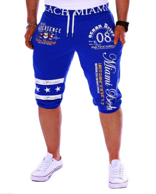 

New men's pants casual drawstring elastic waist fashion printing letter loose sports