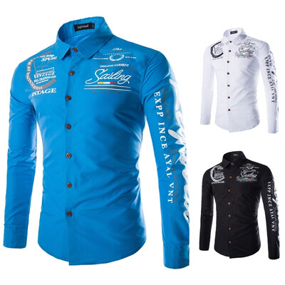 

New autumn and winter men's shirt printing casual long sleeve
