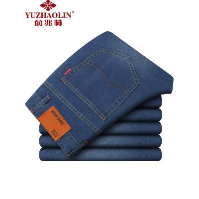 

Yu Zhaolin jeans men's cotton casual men's comfortable soft denim trousers YZL8033 blue and black thirty