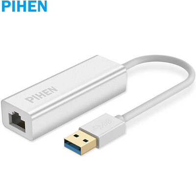 

(PIHEN) PH-WKH01 USB card wired USB splitter HUB hub USB to RJ45 network port notebook network card USB3.0 Gigabit Ethernet metal silver