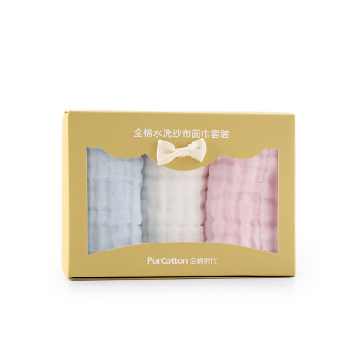 

Cotton Age (Pur Cotton) Gift Boxed Wash Handkerchief Facial Washcloth Bibs 25x50cm 3pcs / Box