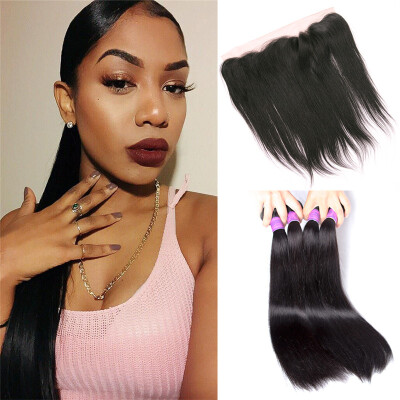 

Brazilian Straight Hair With Frontal Closure Ear To Ear Lace Frontal Closure With Bundles 8A Brazilian Virgin Hair With Closure