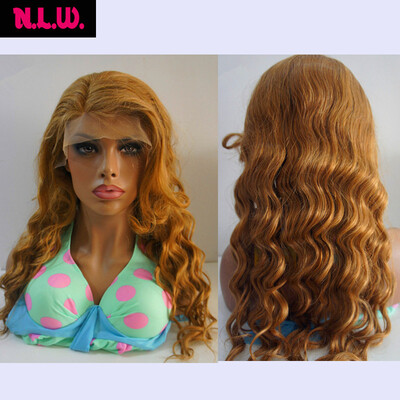 

N..W. Brazilian virgin human hair full lace wigs Dark blonde Body wave Glueless