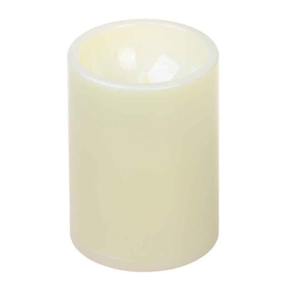 

Home impressions Flameless Battery Operated Plastic Pillar Led Candle Light with Timer, 3 x 4", Ivory