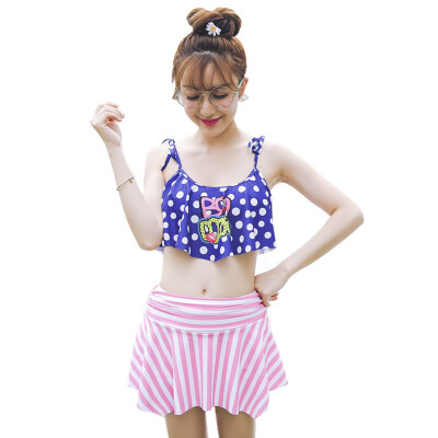 

Odd sea QIHAI children swimsuit girl baby swimsuit split bikini skirt girl hot spring swimwear 7601-2 blue and white point  code